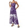 Vacation Couple Outfit Floral Printed Spaghetti Strap A Line Long Tank Dress and Button Up Shirt Casual Matching Outfit - Concorde S | US 4