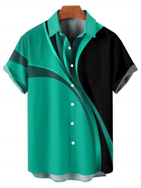 Chemise décontractée à manches courtes et col rabattu pour homme, motif géométrique, couleur unie, boutonnée, à revers, pour tous les jours