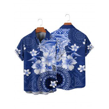 Vacation Couple Outfit Flower Geometric Printed Ruched Bust Sweetheart Neck A Line Mini Dress and Button Up Shirt Casual Matching Outfit