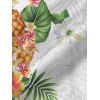 Robe de vacances à motif de feuilles et de fleurs d'ananas, robe longue décontractée à bretelles spaghetti - Blanc S | US 4