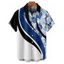 Chemise de vacances à motif de feuilles tropicales Coloblock pour homme, chemise décontractée à manches courtes et à revers boutonnés - Bleu M