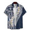 Chemise de vacances à manches courtes et boutons pour homme, style ethnique fleuri, motif géométrique, décontractée - Bleu profond M