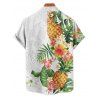 Chemise de vacances à manches courtes et boutons pour homme, motif ananas, fleurs et feuilles, décontractée - Blanc M