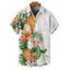 Chemise de vacances à manches courtes et boutons pour homme, motif ananas, fleurs et feuilles, décontractée - Blanc M