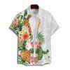 Chemise de vacances à manches courtes et boutons pour homme, motif ananas, fleurs et feuilles, décontractée - Blanc M