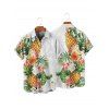 Chemise de vacances à manches courtes et boutons pour homme, motif ananas, fleurs et feuilles, décontractée - Blanc M