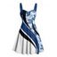 Robe de vacances à motif de feuilles tropicales Coloblock, buste froncé, col en cœur, robe trapèze décontractée courte - Bleu S | US 4
