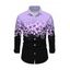 Chemise de vacances à manches longues et col rabattu pour homme, motif floral colorblock, chemise décontractée boutonnée - Pourpre M