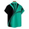 Chemise décontractée à manches courtes et col rabattu pour homme, motif géométrique, couleur unie, boutonnée, à revers, pour tous les jours - Noir XL