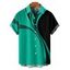 Chemise décontractée à manches courtes et col rabattu pour homme, motif géométrique, couleur unie, boutonnée, à revers, pour tous les jours - Noir XL