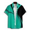 Chemise décontractée à manches courtes et col rabattu pour homme, motif géométrique, couleur unie, boutonnée, à revers, pour tous les jours - Noir XL
