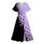 Robe de vacances fendue à motif floral colorblock, manches mi-évasées, col en V, robe mi-longue trapèze - Pourpre XL | US 12