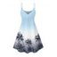 Robe de vacances à motif de cocotier ombré, bretelles spaghetti, col en V, coupe trapèze, mini-robe de plage - Bleu clair XXXXXL | US 20