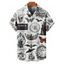 Chemise gothique à manches courtes et boutons pour homme, motif tête de mort, citrouille, papillon, horloge, sorcière, lettres, Halloween - Noir M
