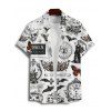 Chemise gothique à manches courtes et boutons pour homme, motif tête de mort, citrouille, papillon, horloge, sorcière, lettres, Halloween - Noir M