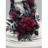 Débardeur gothique froncé en dentelle avec motif hibou, rose, feuille, papillon, bretelles à anneau en O, haut long pour les vacances - Blanc M | US 6