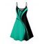 Robe décontractée à motifs géométriques et blocs de couleurs, bretelles spaghetti, col en V, coupe trapèze, mini-robe débardeur - Noir M | US 6