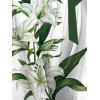 Robe en mousseline de soie à motif de feuilles de lys et de fleurs, ceinture de couleur contrastée, col plongeant, manches longues, robe de vacances trapèze - Vert profond S | US 4