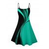Casual Couple Outfit Geometric Pattern Colorblock Spaghetti Strap V Neck A Line Mini Tank Dress and Button Up Shirt Matching Outfit - Noir S | US 4