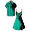 Casual Couple Outfit Geometric Pattern Colorblock Spaghetti Strap V Neck A Line Mini Tank Dress and Button Up Shirt Matching Outfit - Noir S | US 4