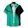 Casual Couple Outfit Geometric Pattern Colorblock Spaghetti Strap V Neck A Line Mini Tank Dress and Button Up Shirt Matching Outfit - Noir S | US 4