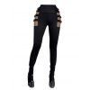 Gothic Women Outfit Rose Skulls Pattern Butterfly Lace Ruched Long Tank Top and Hollow Out Buckle Strap Skinny Pants Holiday Matching Outfit - Noir S | US 4