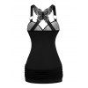 Gothic Women Outfit Rose Skulls Pattern Butterfly Lace Ruched Long Tank Top and Hollow Out Buckle Strap Skinny Pants Holiday Matching Outfit - Noir S | US 4