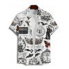Gothic Couple Outfit Contrast Color Skull Pumpkin Butterfly Clock Witch Letter Pattern Ruched Bust Belt Dress and Button Up Shirt Halloween Matching Outfit - Noir S | US 4