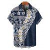 Vacation Couple Outfit Flower Ethnic Style Geometric Pattern Spaghetti Strap V Neck A Line Mini Tank Dress and Button Up Shirt Casual Matching Outfit - Bleu profond S | US 4