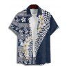 Vacation Couple Outfit Flower Ethnic Style Geometric Pattern Spaghetti Strap V Neck A Line Mini Tank Dress and Button Up Shirt Casual Matching Outfit - Bleu profond S | US 4