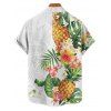 Vacation Couple Outfit Pineapple Flower Leaf Pattern Spaghetti Strap A Line Long Dress and Button Up Shirt Casual Matching Outfit - Blanc S | US 4