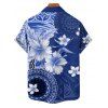 Vacation Couple Outfit Flower Geometric Printed Ruched Bust Sweetheart Neck A Line Mini Dress and Button Up Shirt Casual Matching Outfit - Bleu profond S | US 4