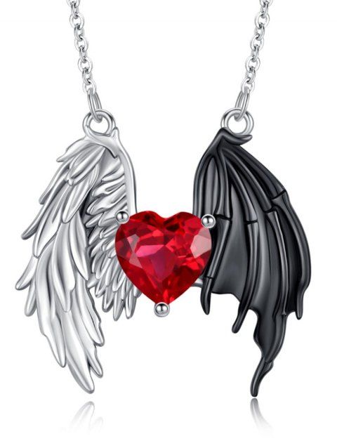 Collier gothique monochrome avec ailes et cœur en pierres artificielles, accessoire tendance pour femme