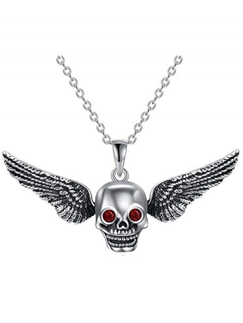Collier gothique avec pierres artificielles et ailes de crâne, style punk, pour Halloween