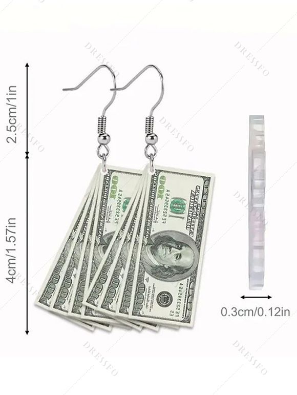 Boucles d'oreilles pendantes tendance en acrylique Dollars Cash - multicolor A 