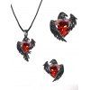 Ensemble collier et boucles d'oreilles gothiques en forme de cœur artificiel avec ailes de corbeau, accessoires de vacances pour femmes - Noir 