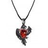 Ensemble collier et boucles d'oreilles gothiques en forme de cœur artificiel avec ailes de corbeau, accessoires de vacances pour femmes - Noir 
