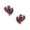Ensemble collier et boucles d'oreilles gothiques en forme de cœur artificiel avec ailes de corbeau, accessoires de vacances pour femmes - Noir 