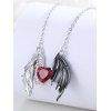 Collier gothique monochrome avec ailes et cœur en pierres artificielles, accessoire tendance pour femme - Noir 