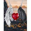 Collier gothique monochrome avec ailes et cœur en pierres artificielles, accessoire tendance pour femme - Noir 