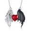 Collier gothique monochrome avec ailes et cœur en pierres artificielles, accessoire tendance pour femme - Noir 