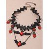 Collier ras du cou gothique en dentelle avec pendentif en forme de cœur et chauve-souris - Noir 