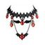 Collier ras du cou gothique en dentelle avec pendentif en forme de cœur et chauve-souris - Noir 