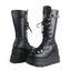 Solid Color Lace Up Rivet Boots Buckle Strap Back Zipper Thick Platform Punk Style Martin Boots - Noir EU 38