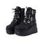 Solid Color Lace Up Bat Pendant Side Zipper Gothic Boots Thick Platform Buckle Strap Martin Boots - Noir EU 43