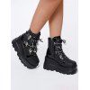 Solid Color Lace Up Bat Pendant Side Zipper Gothic Boots Thick Platform Buckle Strap Martin Boots - Noir EU 43