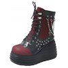Lace Up Side Zipper Colorblock Rivet Gothic Boots Thick Platform Chain Embellishment Martin Boots - Noir EU 43