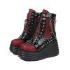 Lace Up Side Zipper Colorblock Rivet Gothic Boots Thick Platform Chain Embellishment Martin Boots - Noir EU 43