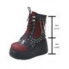 Lace Up Side Zipper Colorblock Rivet Gothic Boots Thick Platform Chain Embellishment Martin Boots - Noir EU 43