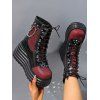 Lace Up Side Zipper Colorblock Rivet Gothic Boots Thick Platform Chain Embellishment Martin Boots - Noir EU 43